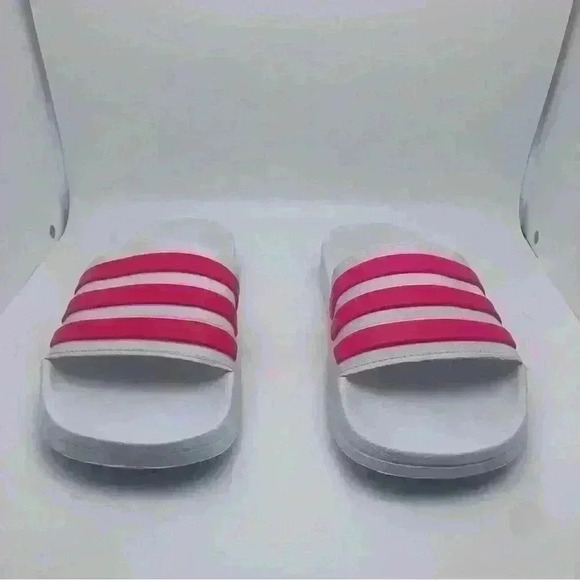 Adidas Pink & White Slides Sz 6 - Picture 7 of 10